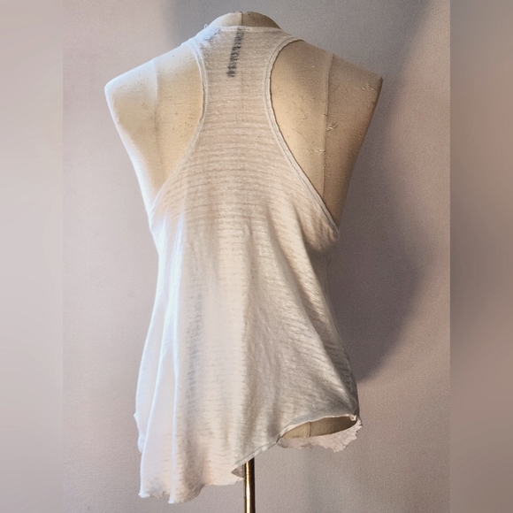 Joe's White 100% Linen T-back Tank Top, OS - Picture 3 of 7